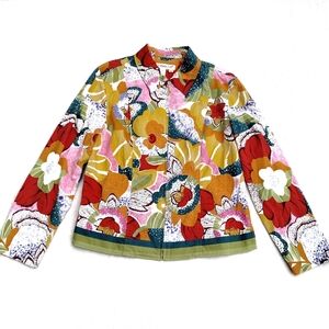 Coldwater Creek Multicolor Floral Jacket Zip Up Women's Size Small Petite